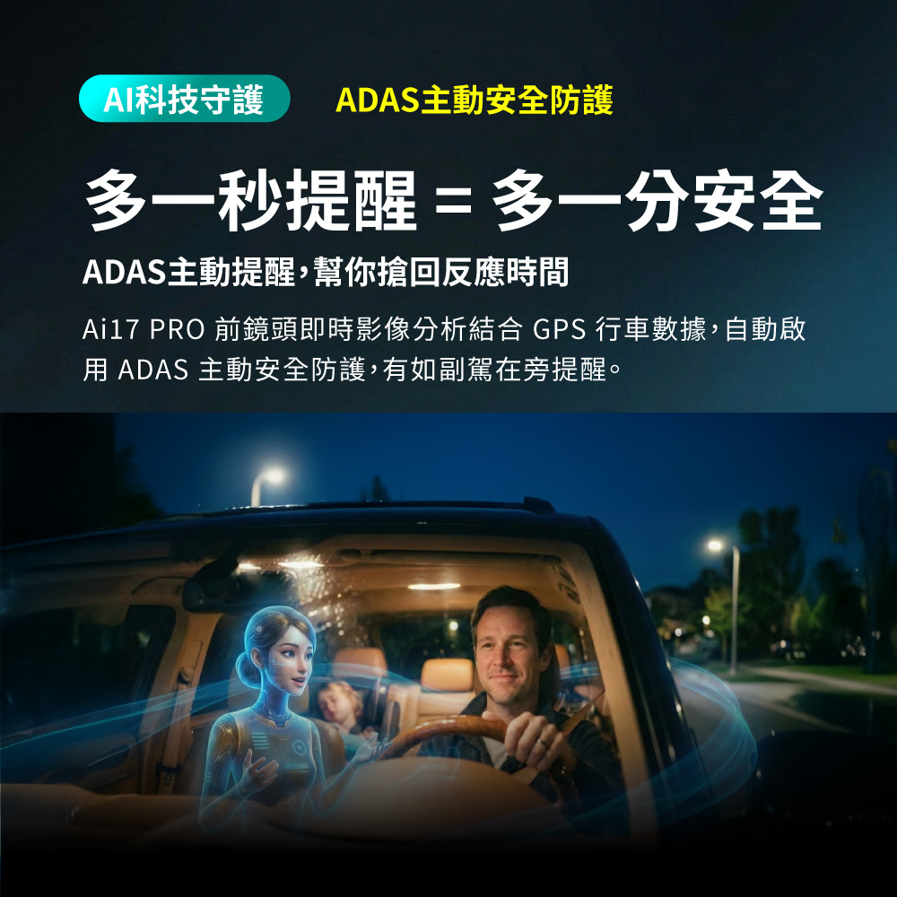 前後雙鏡AI行車記錄器 2K電子後視鏡 真HDR高畫質行車記錄器 GPS區間測速 送記憶卡 (Ai17 PRO) 商品介紹 6