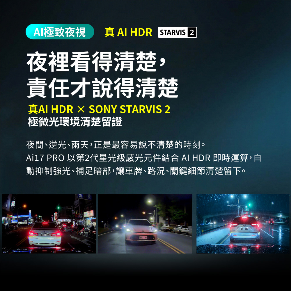 前後雙鏡AI行車記錄器 2K電子後視鏡 真HDR高畫質行車記錄器 GPS區間測速 送記憶卡 (Ai17 PRO) 商品介紹 8