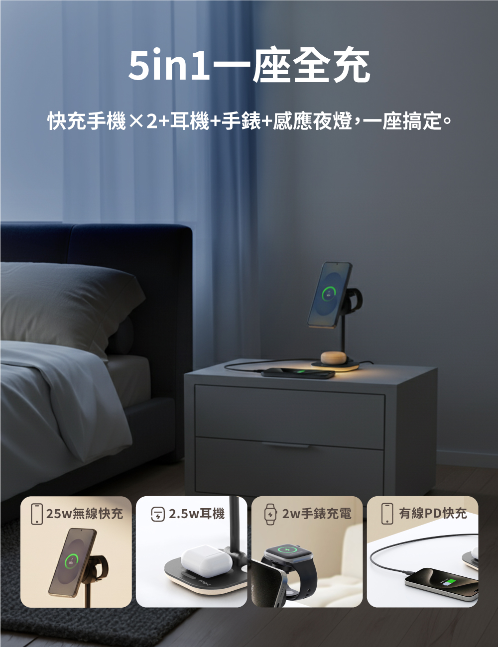 Qi2.2 25W 五合一涼感無線充電座 涼感充 (WP255W PRO/WP255G PRO) 商品介紹 12